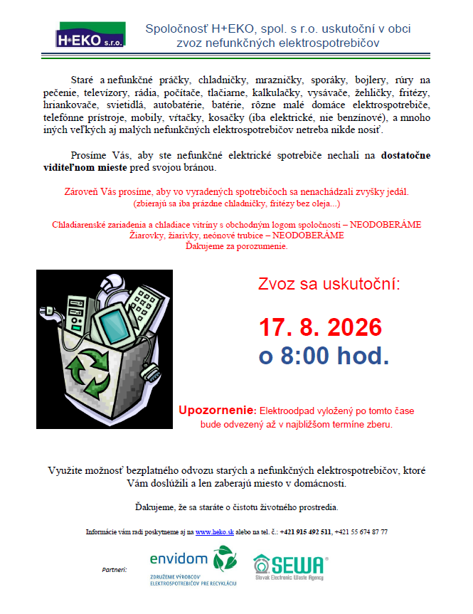 Zber elektrospotrebičov 17.08.2026